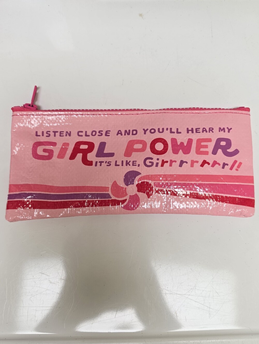 💗 Blue Q Girl Power 95% Recycled Material Zipper Pouch Bag